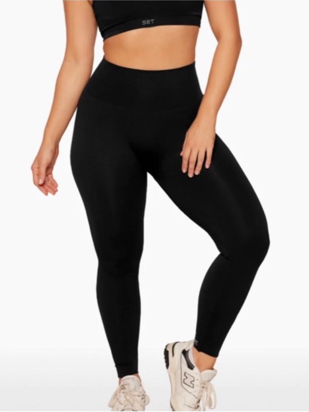Set Active Sculpt Flex Ribbed Black Leggings NWT Size Medium Athleisure Workout